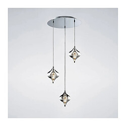 Luminaire Center Suspension Amano rond 3 Ampoules chrome poli/cristal