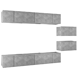 Maison Chic Meubles TV 8 pcs | Banc TV Moderne pour salon | Meuble de Rangement Gris béton Aggloméré -MN57755