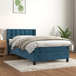 Maison Chic Lit Adulte - Lit simple Lit à sommier tapissier et matelas moelleux - Meuble de Chambre - Bleu foncé 80x200 cm Velours -MN29164