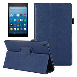 Wewoo Housse Étui bleu foncé pour Amazon Kindle Fire HD8 2017 Litchi Texture à rabat horizontal en cuir avec support