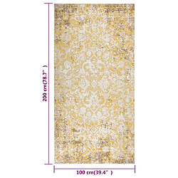 vidaXL Tapis à tissage plat d'extérieur 100x200 cm Jaune pas cher