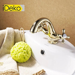 Ideko eko® Robinet Lavabo Mitigeur Doré Mitigeur lavabo - Cuivre - Doré - Flexible inclus - Commande unique ajouté