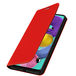 Avizar Étui Samsung Galaxy A71 Cuir Véritable Porte cartes Support Vidéo rouge