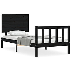 Maison Chic Lit adulte - Cadre Structure de lit avec tête de lit Contemporain noir 90x200 cm bois massif -MN60087