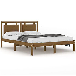 vidaXL Cadre de lit sans matelas marron miel 120x200 cm bois massif