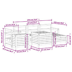 Acheter vidaXL Salon de jardin 7 pcs blanc bois de pin massif