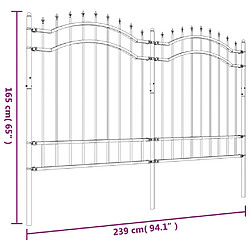 Acheter vidaXL Clôture de jardin avec sommet de lance Noir 165 cm