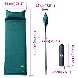 Acheter vidaXL Matelas de camping autogonflant avec oreiller 1 personne vert