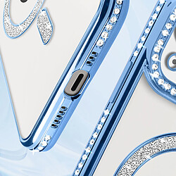 Acheter Avizar Coque Diamant pour iPhone 13 Protection MagSafe Contour Strass Bleu Clair