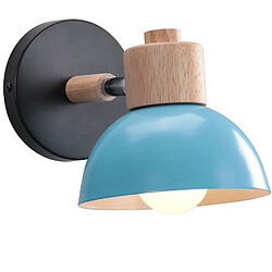 Stoex 15CM Applique Murale Rétro Moderne Applique Murale en Bois Et Métal, Angle Réglable, Lampe Murale Simple Pour Salon, Chambre À Coucher (Bleu) E27