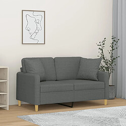 Maison Chic Canapé 2 places avec oreillers,Sofa de Salon,Canapé droit gris foncé 120 cm tissu -GKD389427