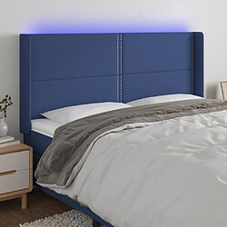 Maison Chic Tête de lit moderne à LED lumineuse pour chambre - Décoration de lit Bleu 163x16x118/128 cm Tissu -MN69669