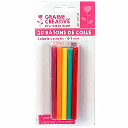 Graines Creatives 40 bâtonnets de colle pour pistolet à colle Ø 7 mm - Couleurs