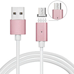 Wewoo Câble or rose pour Samsung, Huawei, HTC, Xiaomi Téléphones Portables 1m Metal Head Magnétique Micro USB vers USB Data Sync de Recharge,