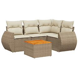 Maison Chic Salon de jardin avec coussins 5 pcs | Ensemble de Table et chaises | Mobilier d'Extérieur beige résine tressée -GKD29072