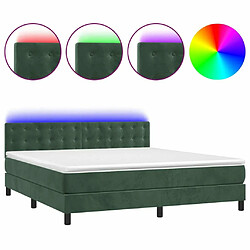 Maison Chic Lit adulte- Lit + matelas + LED,Sommier à lattes de lit matelas et LED Vert foncé 180x200 cm -GKD95407