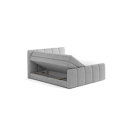 Acheter Vente-Unique Ensemble complet boxspring tête de lit capitonnée + sommiers coffre + matelas + surmatelas - 160 x 200 cm - Tissu - Gris clair - VERONE de PALACIO