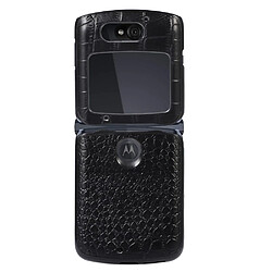 Coque en TPU + cuir véritable texture croco noir pour votre Motorola Razr 5G