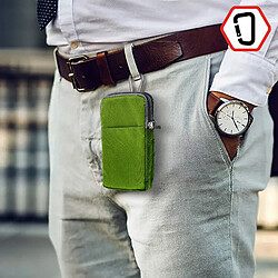 Avizar Etui Ceinture Smartphone Passant Ceinture Mousqueton Lanière 2 Poches vert pas cher