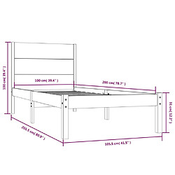 vidaXL Cadre de lit sans matelas blanc 100x200 cm bois de pin massif pas cher