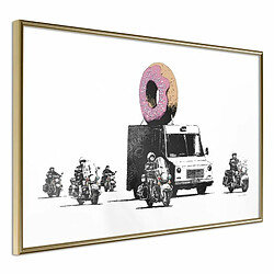 Paris Prix Affiche Murale Encadrée Banksy Donuts Strawberry 30 x 20 cm Or