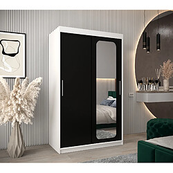 Abiks Meble Armoire PROMO T2 À Portes Coulissantes 200/120/62 2 Portes (Blanc/Noir)