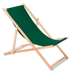 Greenblue Chaise longue Bain de soleil pliable en bois de hêtre sans accoudoirs Bain de soleil de jardin Chaise longue vert foncé