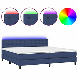 Sommier à lattes,Cadre à lattes de lit et matelas et LED pour Adulte Bleu 200x200 cm Tissu -MN75867