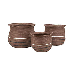 Aubry Gaspard Cache-pots en jonc marron (lot de 3).