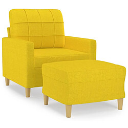 Maison Chic Fauteuil et repose-pieds,Fauteuil luxe pour relax Jaune clair 60 cm Tissu -MN21013