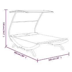 vidaXL Lit repos avec auvent 165x203x138 cm Bois courbé massif Crème pas cher