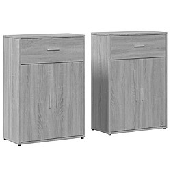 vidaXL Buffets 2 pcs sonoma gris 60x30x84 cm bois d'ingénierie