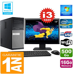 PC Tour DELL 7010 Core I3-3220 Ram 16Go Disque 500 Go Wifi W7 Ecran 19" - Occasion