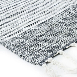 Avis Thedecofactory TERRA COTTON BANDES - Tapis 100% coton bandes gris-blanc 120x170