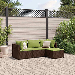 vidaXL Salon de jardin 4 pcs avec coussins Marron Résine tressée