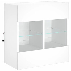 Avis Maison Chic Meuble TV mural, Banc TV avec lumières LED pour salon, Meuble de rangement blanc 58,5x30x60,5 cm -GKD29104