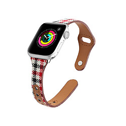 B09 Rouge Check Modèle Cuir Sport Sangle de remplacement Bracelets Apple Watch bande 41mm 40mm 38mm Femmes hommes pour iWatch 234567 SE