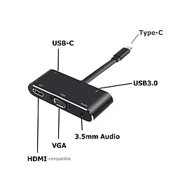 Avis Universal Type C à 4K HDMI Compatible VGA USB 3.0 C Aux Apple Notebook Samsung S9 Dex Pro Xiaomi 10 TV Projector PS5 |