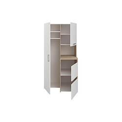 Acheter Vente-Unique Rangement de salle de bain avec placards, étagères et colonne - Naturel clair et blanc - L92 x H184 cm - ERKANO