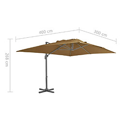 vidaXL Parasol de jardin en porte-à-faux et poteau en aluminium taupe pas cher