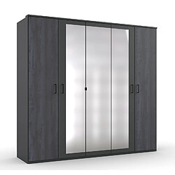 Acheter Pegane Chambre à coucher complète adulte (lit 160x200 cm Queen Size + 2 chevets + armoire + commode), coloris gris foncé