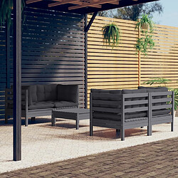 Maison Chic Ensemble de 5 Tables et chaises d'extérieur avec coussins,Salon de jardin anthracite bois de pin -GKD378845