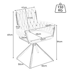 Acheter ComfortXL Chaise de Salle à Manger en Velours, Fauteuil Pivotant Luxe avec Pieds Métalliques, Gris