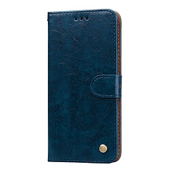 Wewoo Etui à rabat horizontal en cuir de texture Business Style Oil Wax pour Galaxy J4 +, avec support et emplacements pour cartes et porte-monnaie (bleu)