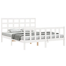 Avis Maison Chic Lit adulte - Cadre Structure de lit avec tête de lit Contemporain blanc 160x200 cm bois massif -MN28102