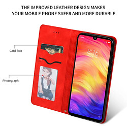 Wewoo Housse Coque Etui en cuir avec rabat horizontal magnétique Business Skin Feel pour Redmi Note7 et Redmi Note7 Pro Rouge