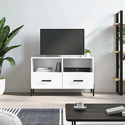 Maison Chic Meuble TV scandinave - Banc TV pour salon Blanc brillant 80x36x50 cm Bois d'ingénierie -MN48935