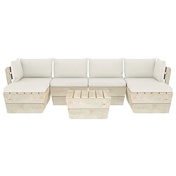 Avis Maison Chic Salon de jardin palette 7 pcs avec coussins - Table et chaises d'extérieur - Mobilier/Meubles de jardin Moderne épicéa imprégné -MN82287