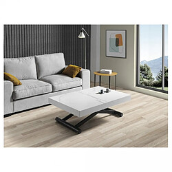 Inside 75 Table relevable extensible ACTIVA+ 120(214) x 70 x 38(77) cm pied noir plateau céramique blanc