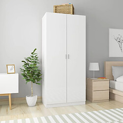 vidaXL Garde-robe Blanc brillant 90x52x200 cm Bois d’ingénierie